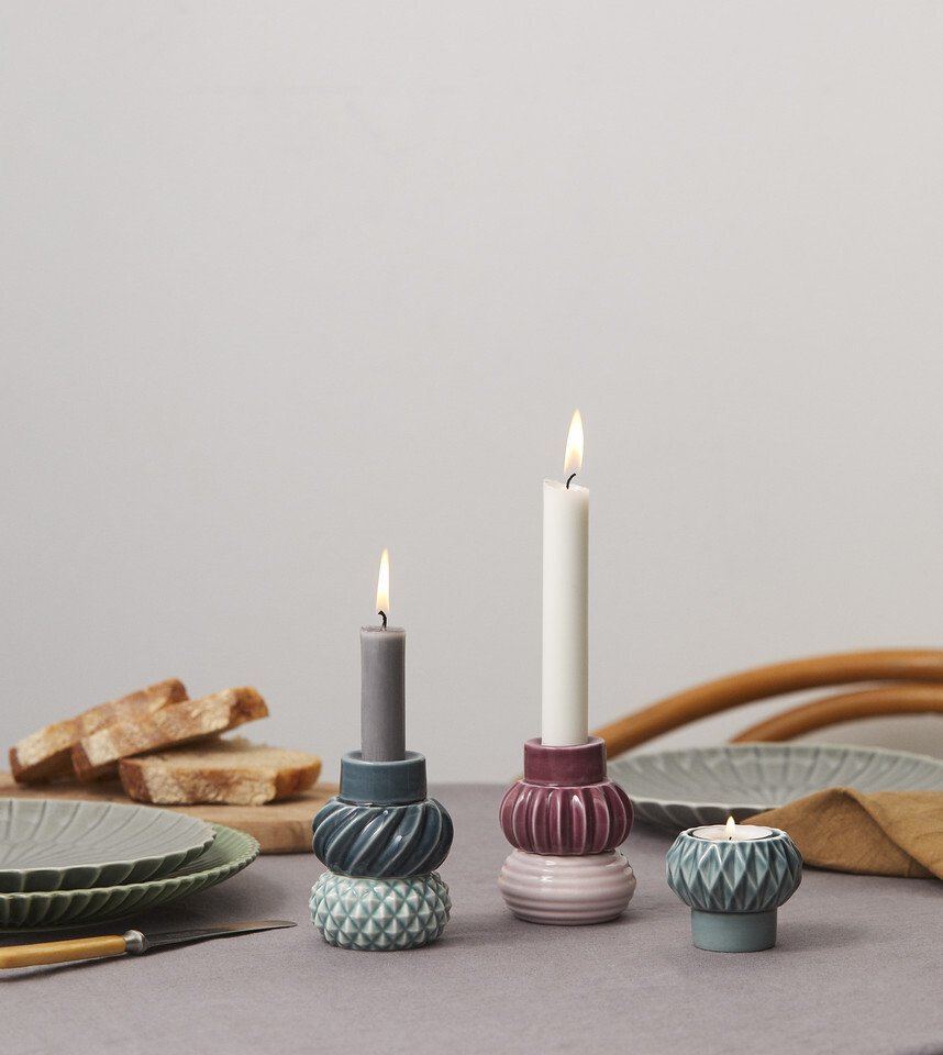 Dottir Nordic Design Samsurium Kerzenstnder 2er Set 6,8 cm, Petrol/Peacock