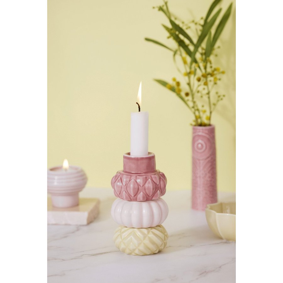 Dottir Nordic Design Samsurium Lysestage 3 stk. H12,4 cm , Mimosa/Blush/Powder