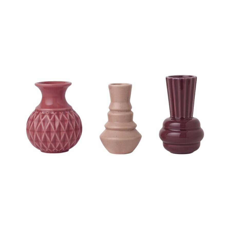 Dottir Nordic Design Samsurium Minibell Vase 3er Set, Rose