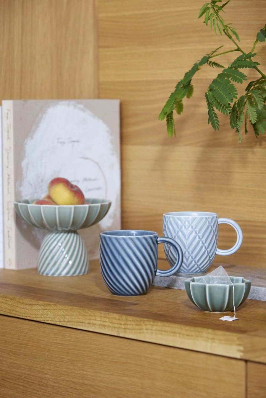 Dottir Nordic Design Samsurium Art Deco Becher 32 cl, Blau/Grau