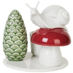 Dottir Nordic Design Winter Stories Snail & Mushroom Lysestage H8,8 cm