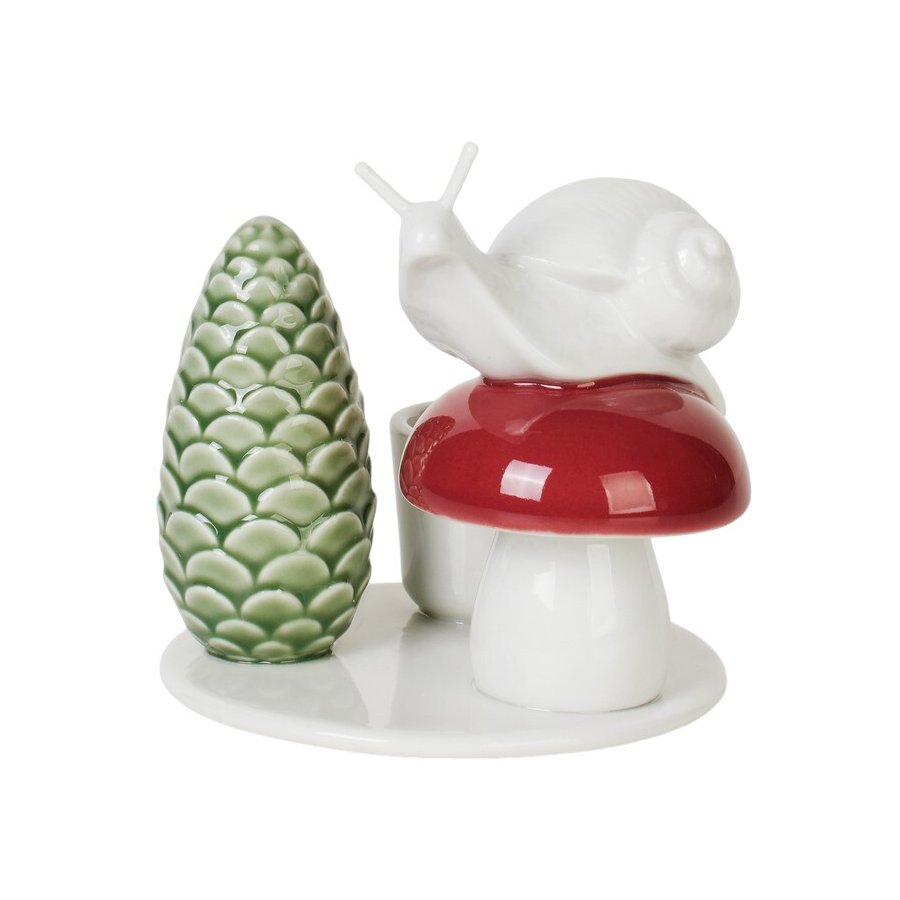 Dottir Nordic Design Winter Stories Snail & Mushroom Kerzenstnder H8.8 cm