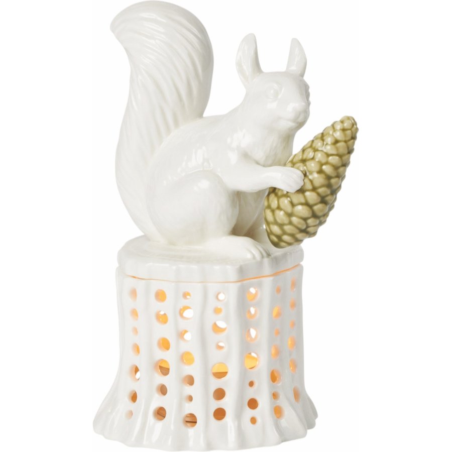 Dottir Nordic Design Winter Stories Eichhrnchen auf Baumstumpf Teelichthalter H15,8 cm