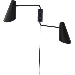 Dyberg Larsen Cale Væglampe m. 2 Arme H46 cm, Sort