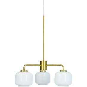 Dyberg Larsen Arp Kronleuchter 3 Arme 50 cm, Opalwei/Messing matt