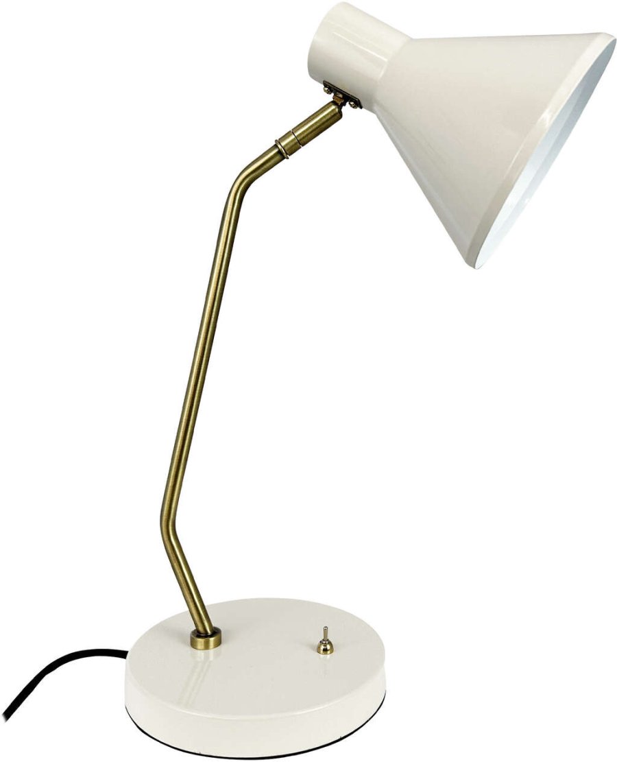 Dyberg Larsen Bordlampe Sleep H43,3 cm, Hvid/Antik Messing