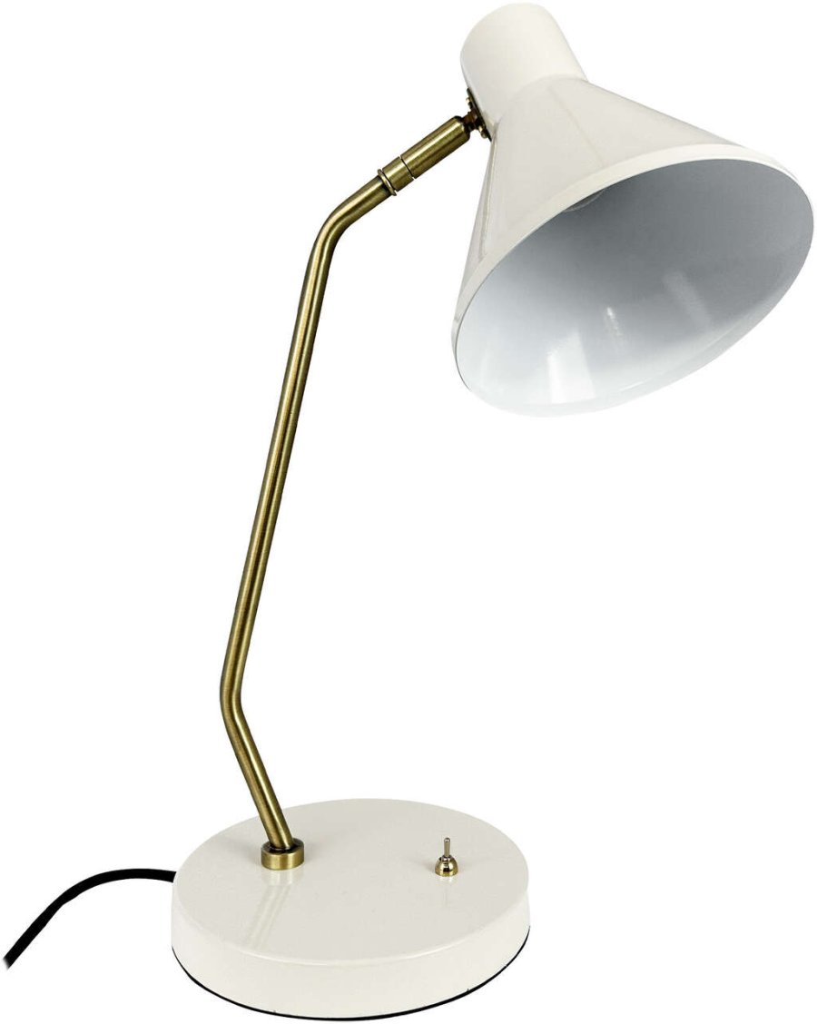 Dyberg Larsen Bordlampe Sleep H43,3 cm, Hvid/Antik Messing