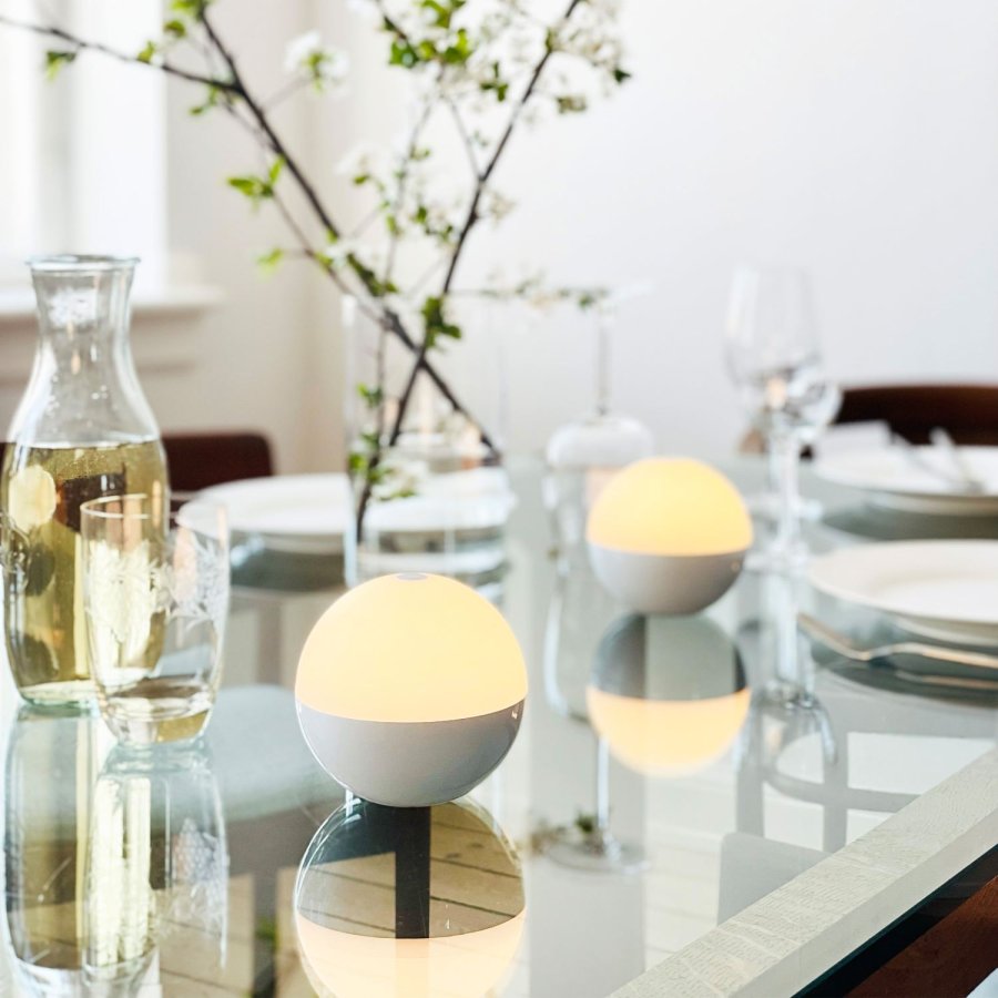 Dyberg Larsen Alba Akku-Tischleuchte LED 2er Set H11 cm, Weiß