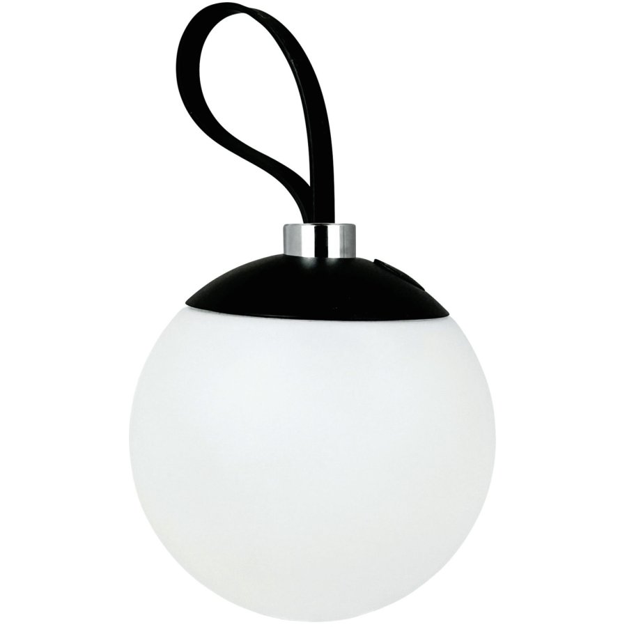 Dyberg Larsen Odin Akku-Lichtkugel mit Riemen LED 11 cm, Wei/Schwarz