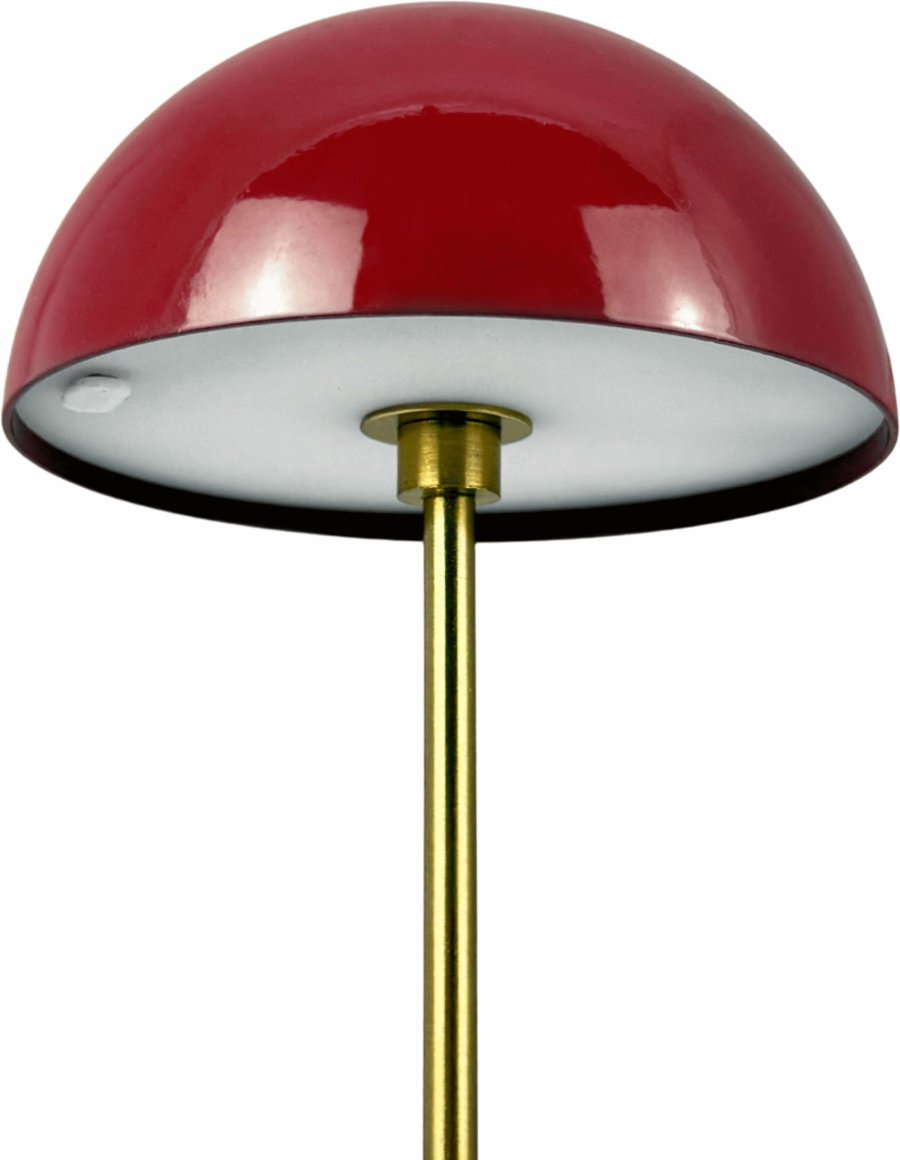 Dyberg Larsen Along Akku Mini-Tischlampe LED 2er Set, Dunkelrot/Messing