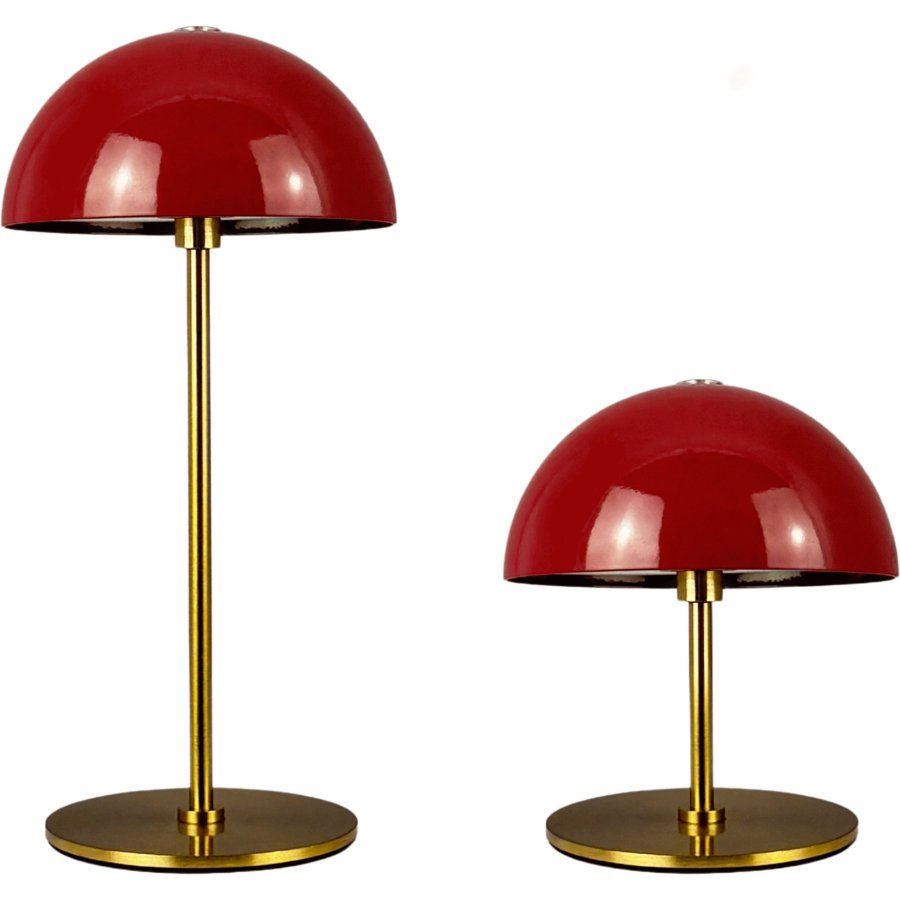 Dyberg Larsen Along Akku Mini-Tischlampe LED 2er Set, Dunkelrot/Messing