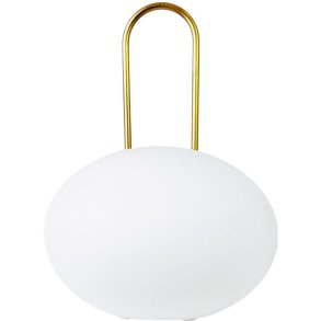 Dyberg Larsen Ellipse Tr�dl�s Lanterne LED H26,5 cm, Hvid/Messing