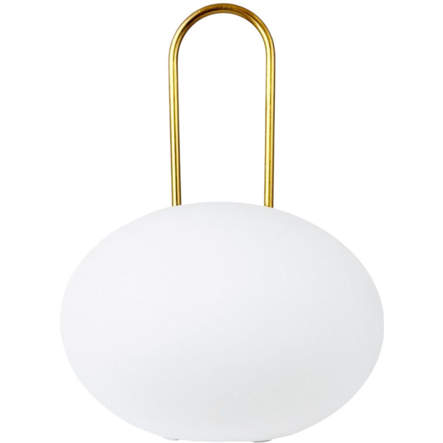 Dyberg Larsen Ellipse Akku-Laterne LED H26,5 cm, Wei&szlig;/Messing