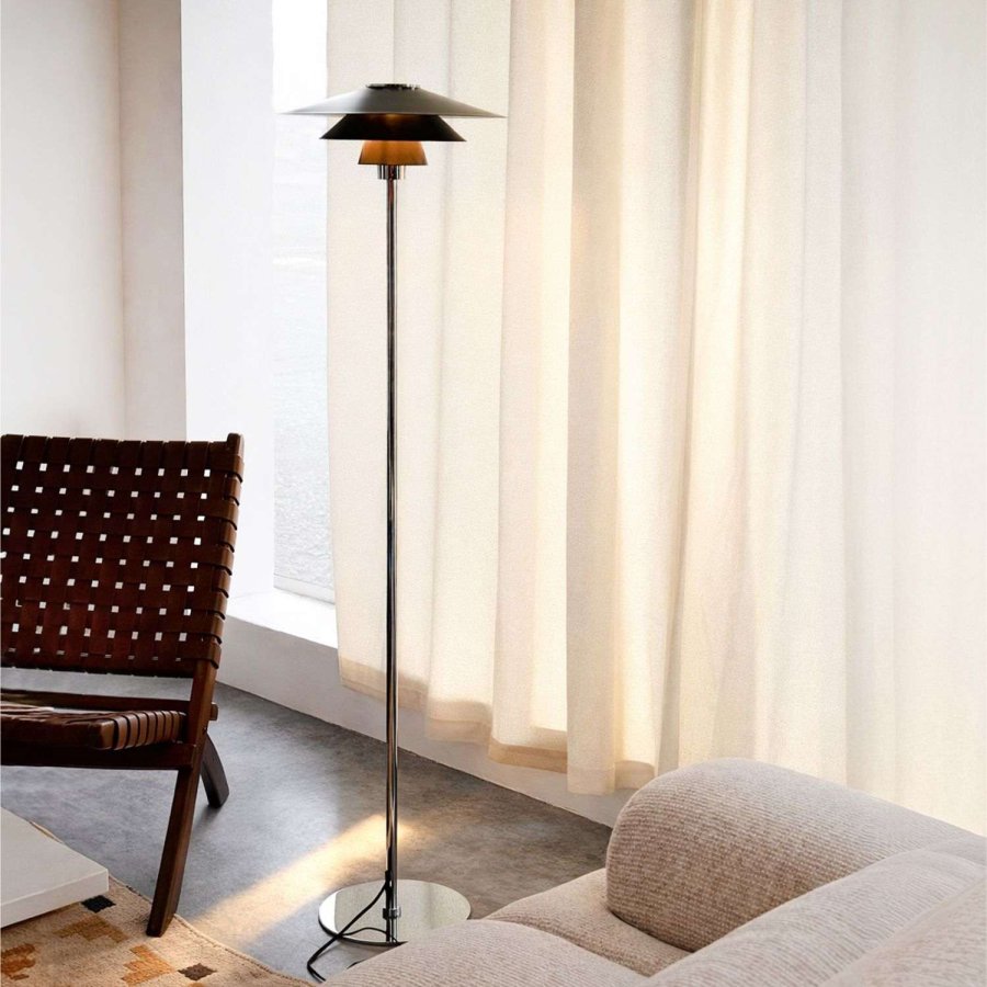 Dyberg Larsen Kay Stehlampe H140 cm, Schwarz/Chrom