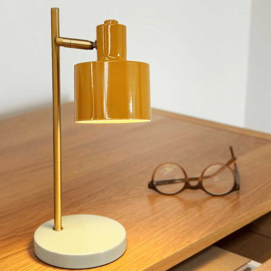 Dyberg Larsen Ocean Akku-Tischlampe Mini LED H28 cm, Curry/Messing/T&uuml;rkis