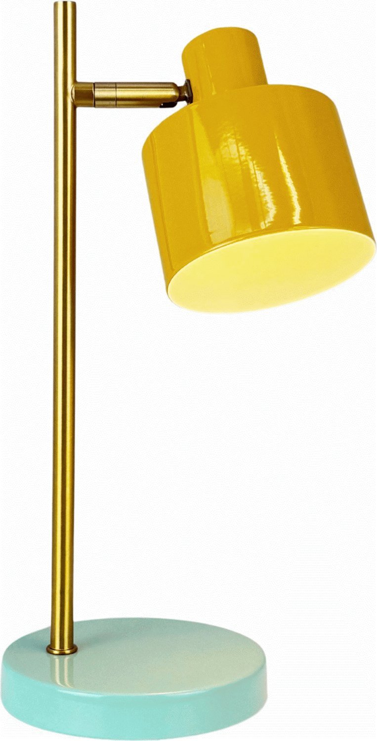 Dyberg Larsen Ocean Akku-Tischlampe Mini LED H28 cm, Curry/Messing/T&uuml;rkis