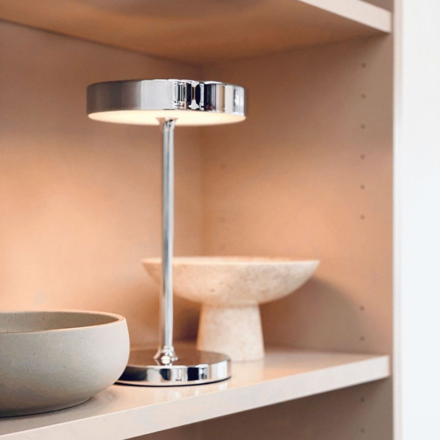 Dyberg Larsen Starlight Akku-Tischleuchte LED H25,5 cm, Chrom