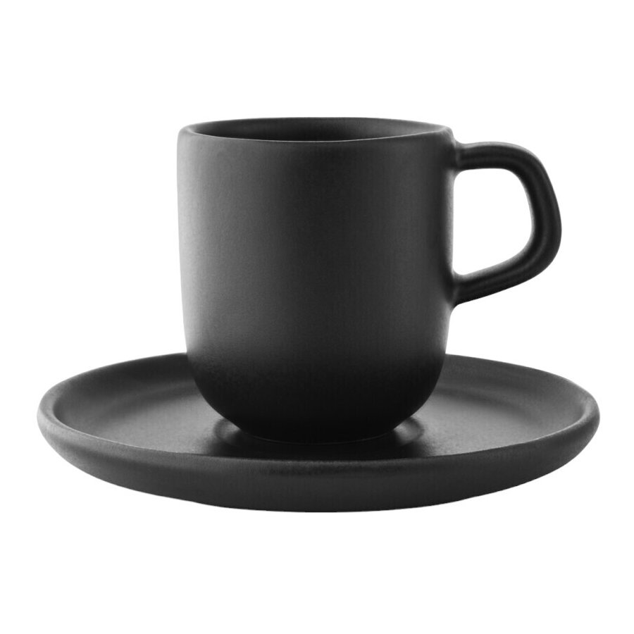 Eva Solo Nordic Kitchen Espressotasse mit Untertasse 6,5 cl, Schwarz