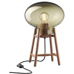 FDB Mbler U4 Hiti Tischlampe H39,5 cm, Walnuss/Rauchig