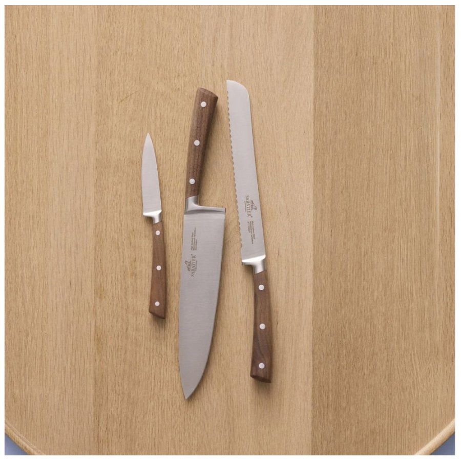 Lion Sabatier Gemini Messerset 3-teilig, Stahl/Walnuss