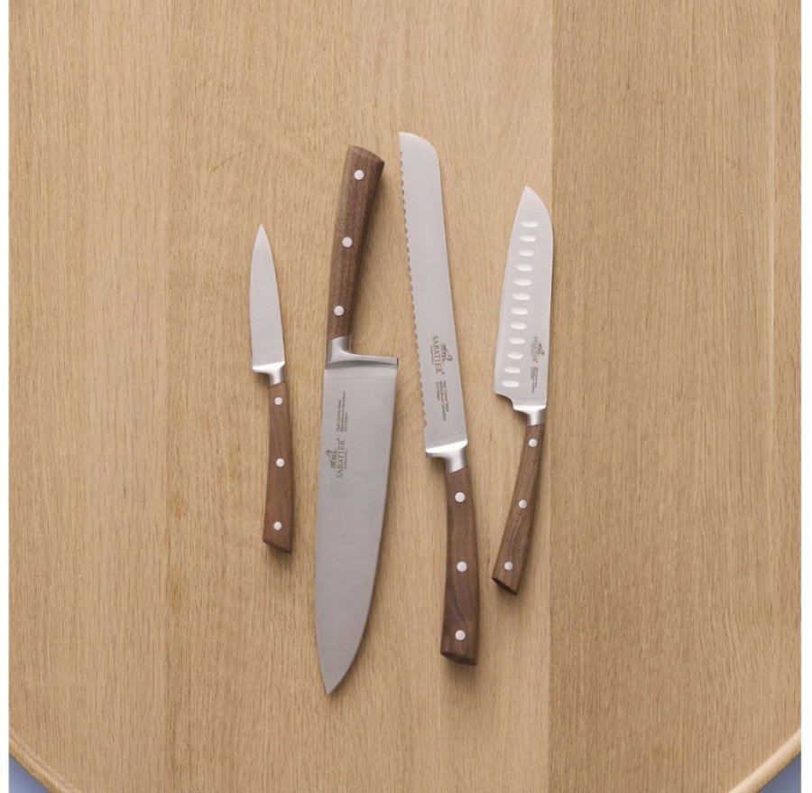 Lion Sabatier Gemini Messerset 4-teilig, Stahl/Walnuss