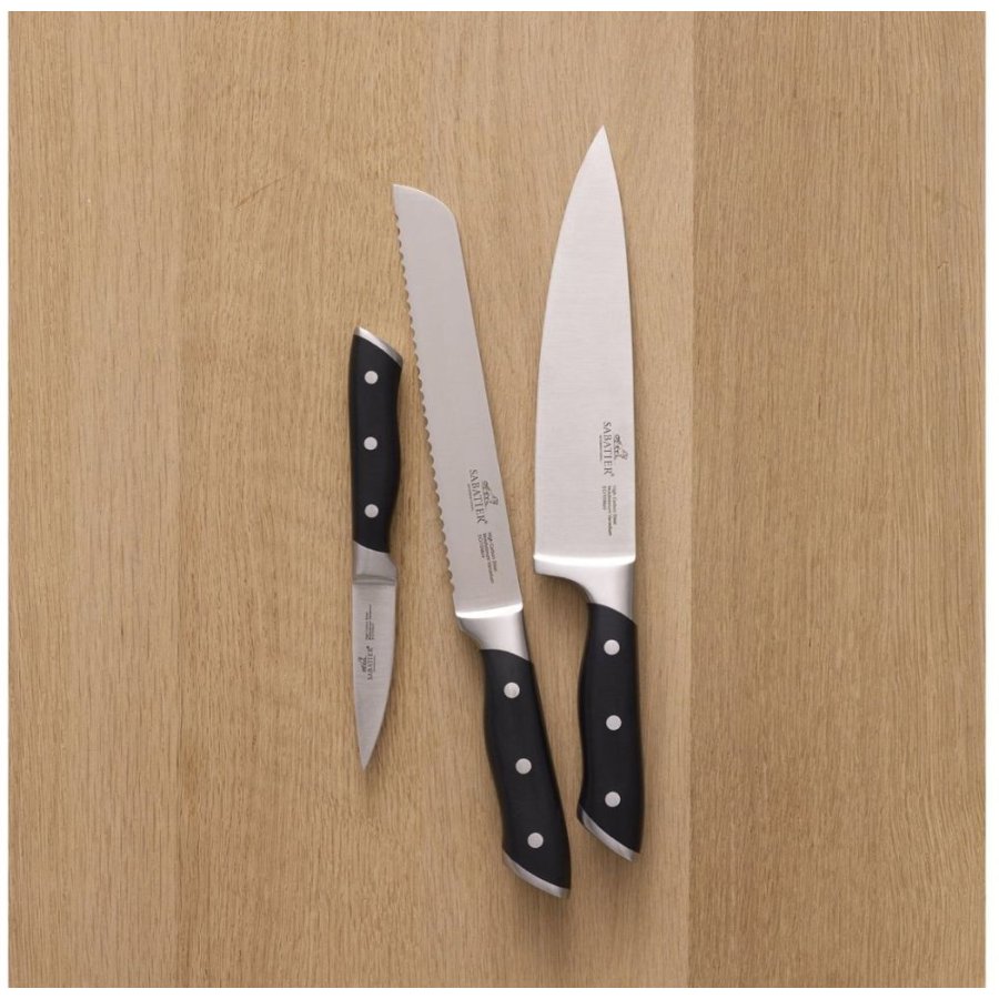 Lion Sabatier Hercules Messerset 3-teilig, Stahl/Schwarz