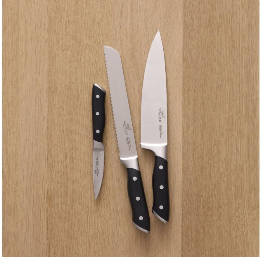 Lion Sabatier Hercules Messerset 3-teilig, Stahl/Schwarz