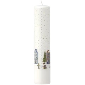 Pillivuyt Vinter Kalenderlys �5/H25 cm, Hvid/Guldstjerne