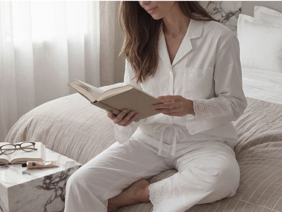 S&ouml;dahl Organic Weekend Stories Suite One Pyjamas S/M, Hvid