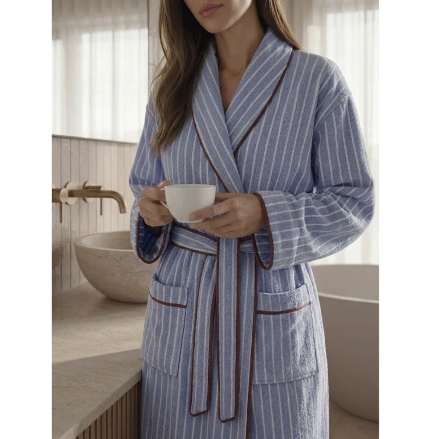 S&ouml;dahl Organic Weekend Stories Suite One Bademantel S/M, Sky Blue