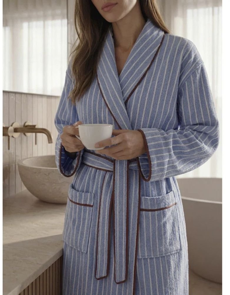 S&ouml;dahl Organic Weekend Stories Suite One Bademantel S/M, Sky Blue