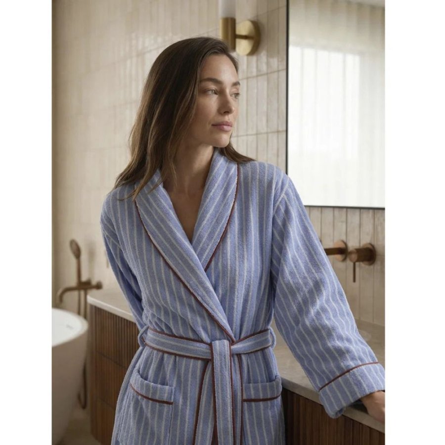 S&ouml;dahl Organic Weekend Stories Suite One Bademantel S/M, Sky Blue