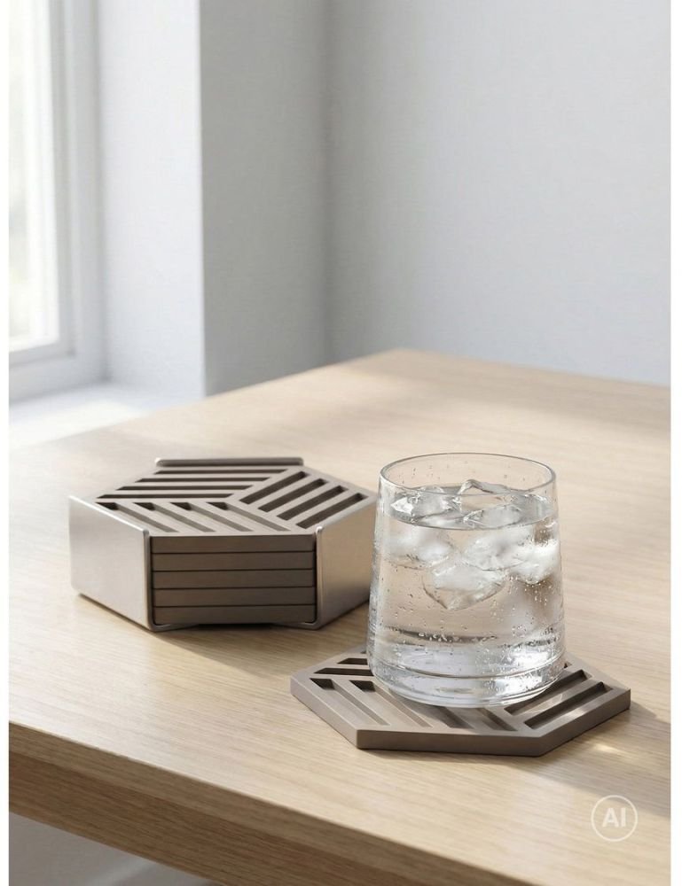 Zone Denmark Hexagon Glasbrik 6 stk. 10x10 cm, Sort