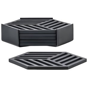 Zone Denmark Hexagon Glasbrik 6 stk. 10x10 cm, Sort