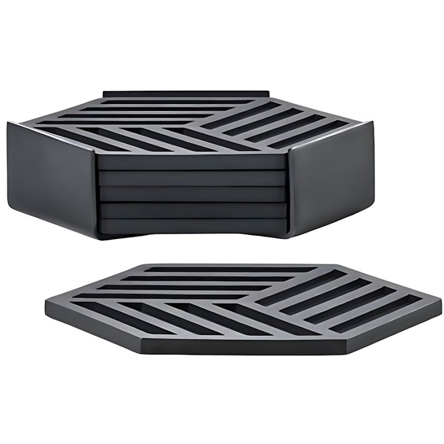 Zone Denmark Hexagon Glasbrik 6 stk. 10x10 cm, Sort