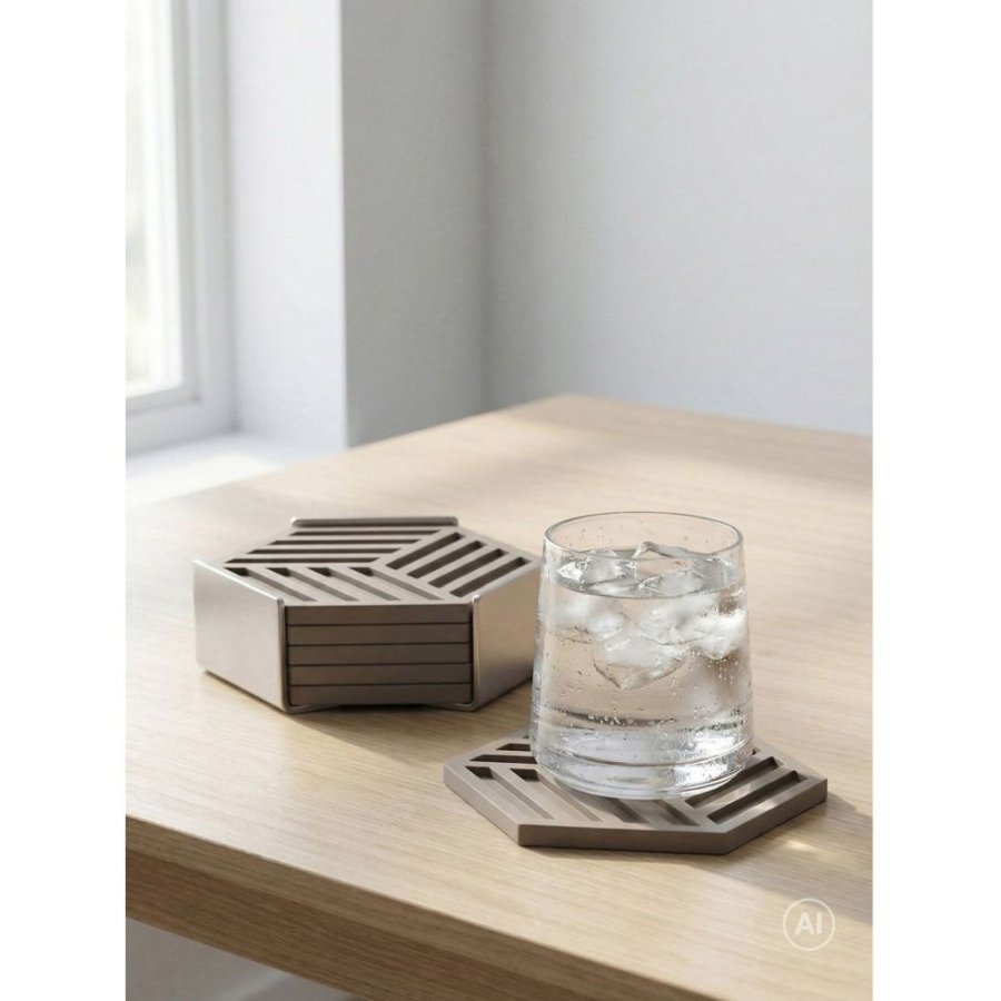 Zone Denmark Hexagon Glasbrik 6 stk. 10x10 cm, Taupe
