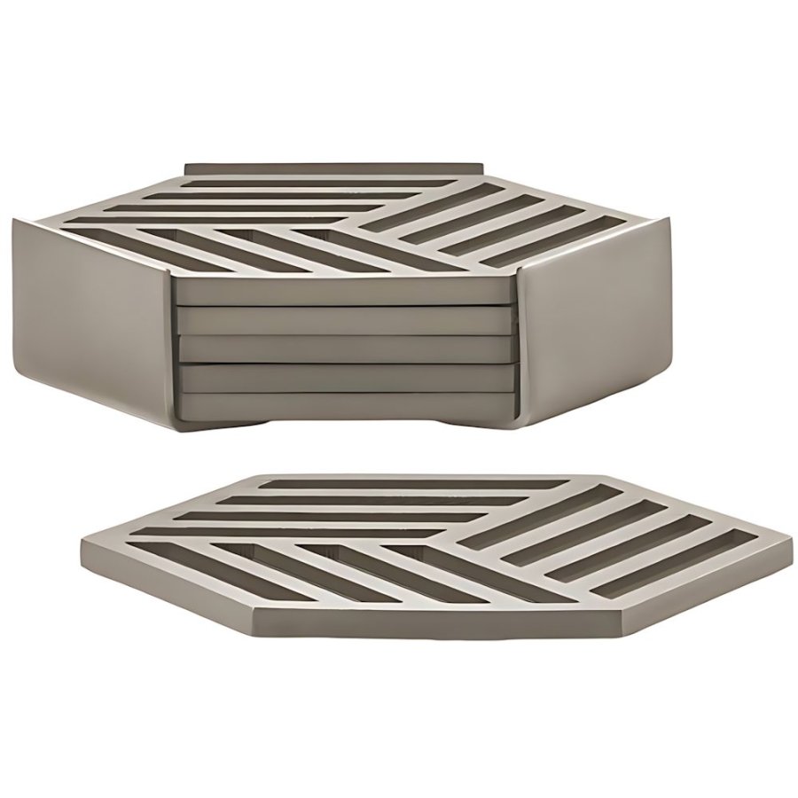 Zone Denmark Hexagon Glasbrik 6 stk. 10x10 cm, Taupe
