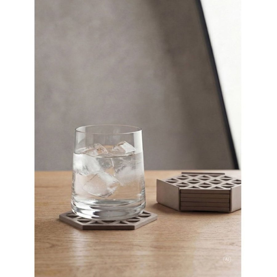 Zone Denmark Triangles Glasbrik 6 stk. 10x10 cm, Taupe