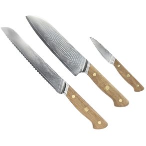 Pillivuyt Gourmet Douron Messerset 3-teilig, Eiche