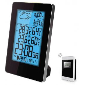 Plus Funk-Wetterstation fr drinnen und drauen, Schwarz