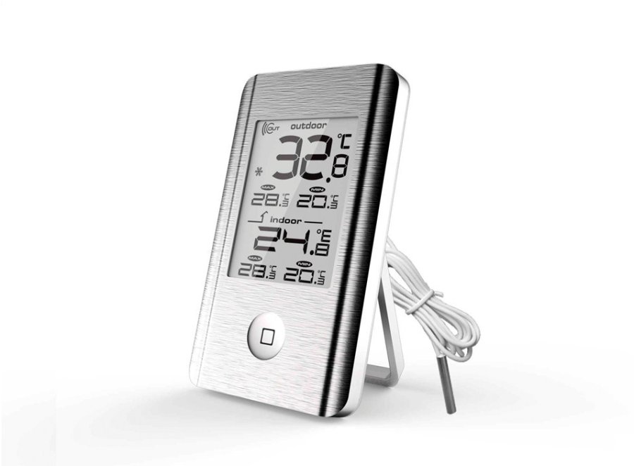 Plus termometer ude/inde min/max aluminium