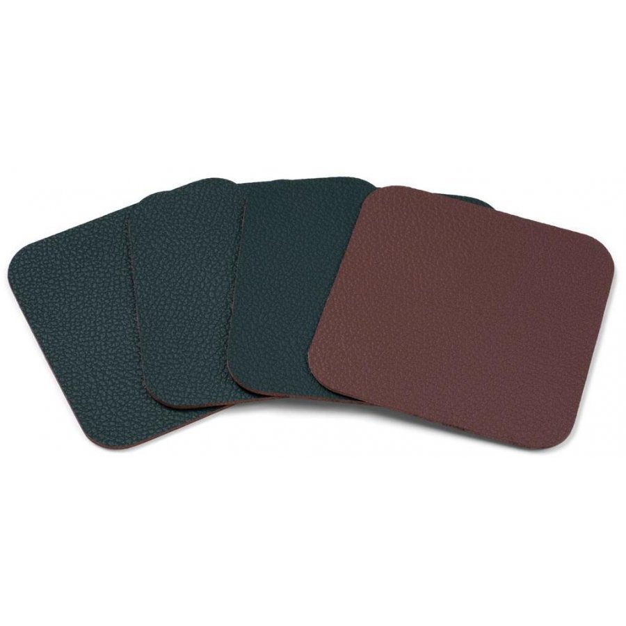 BITZ Coasters 10x10cm 4stk, Pinegrn/mrkebrun