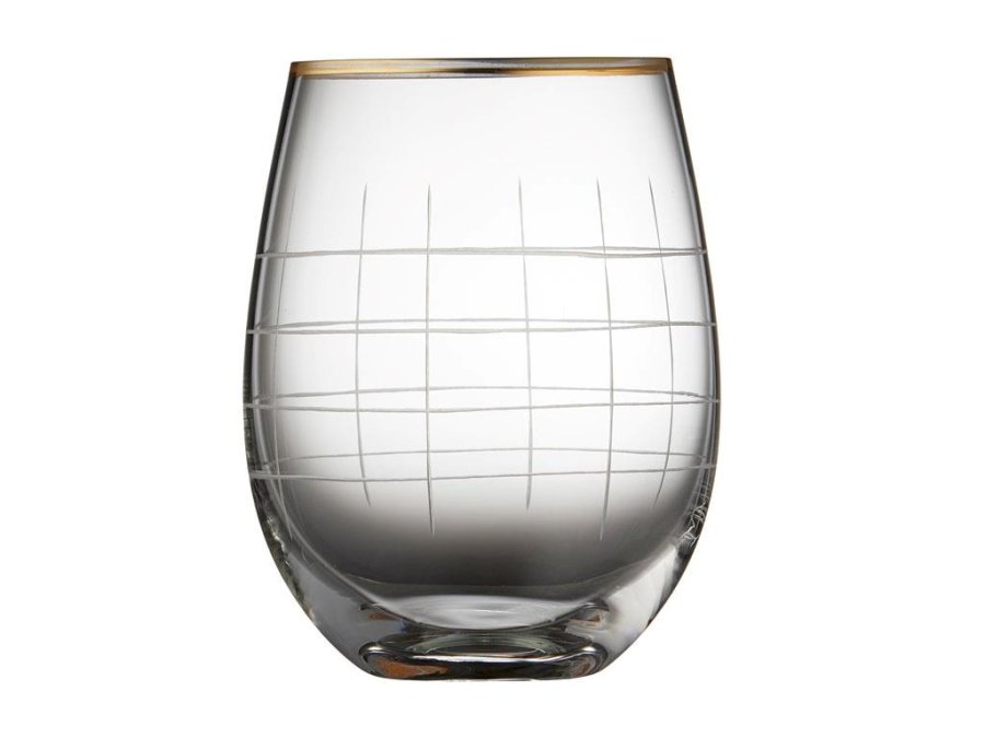 Lyngby Glas Drikkeglas 4stk, Guld/klar