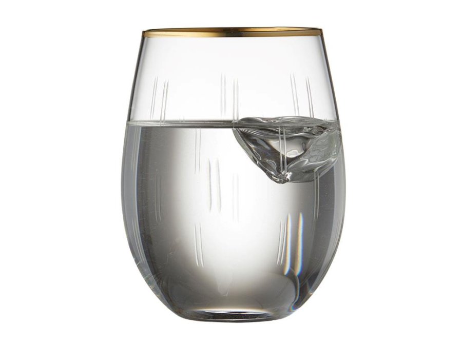 Lyngby Glas Drikkeglas 4stk, Guld/klar