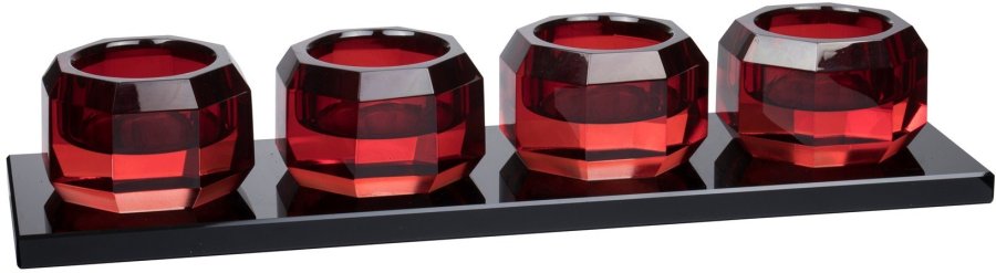 Lyngby Glas Krystal Fyrfadsstager 4stk, rd