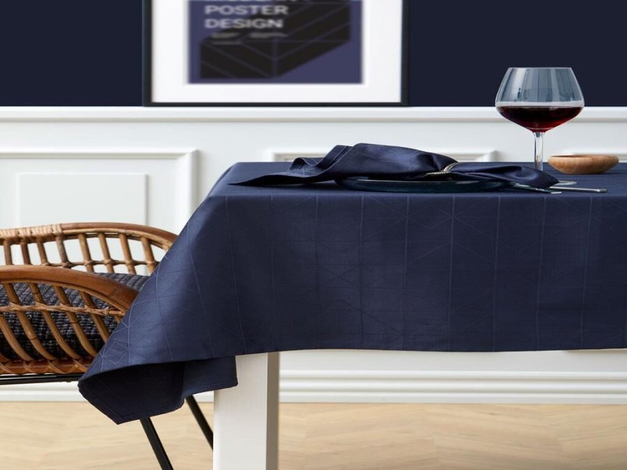 Södahl Organic Refined Damaskdug 140x370 cm, Indigo