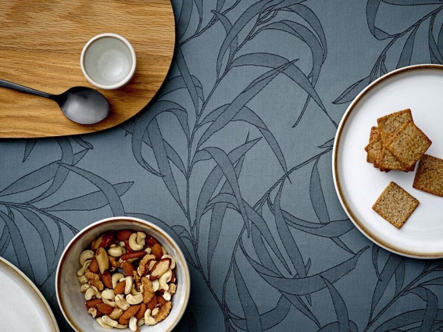 Södahl organic Breeze damask Dug 140x180 cm, China blue