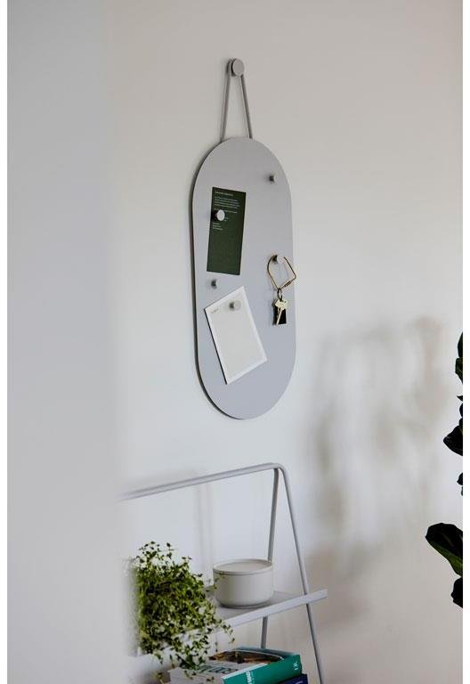 Zone A-bulletin board Opslagstavle m. 5 Magneter, Soft Grey