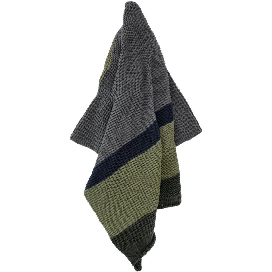 Södahl Bold Knit Plaid 130x170 cm, Forest Green/Sort