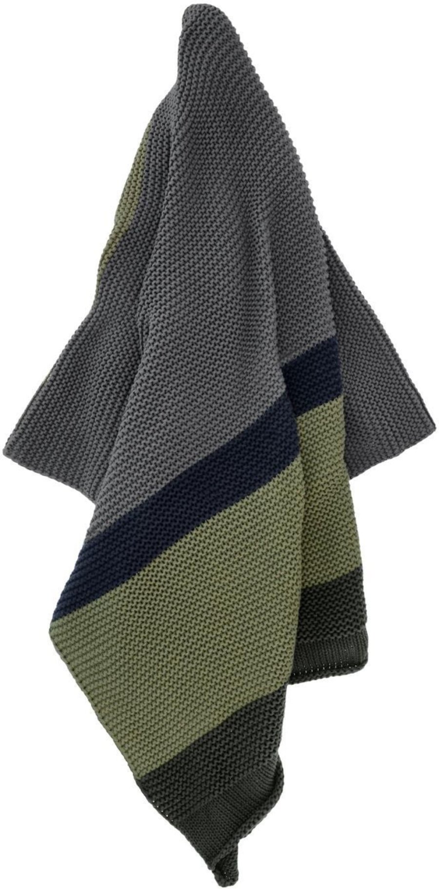 Södahl Bold Knit Plaid 130x170 cm, Forest Green/Sort